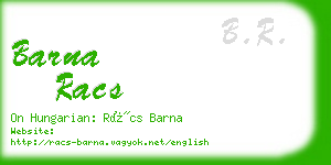 barna racs business card